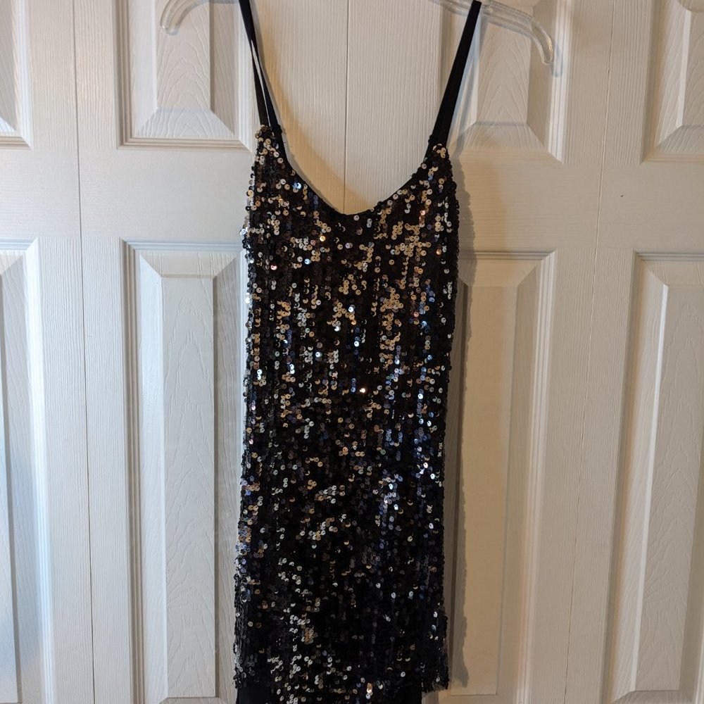Poetry Black Sequin Mini Party Dress - size S